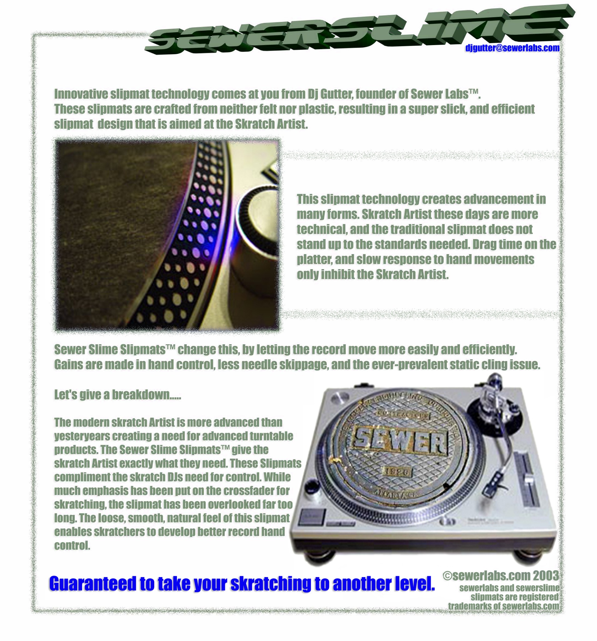 Recovered 2003 Sewer Slime promotional sheet